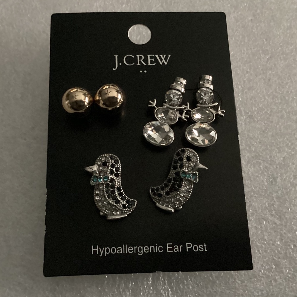 J. Crew Hypoallergenic Earrings 3 pairs NWT